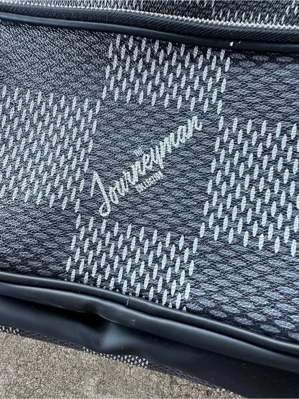 Journeyman Black Logo Checkered Print Leatherette Backpack